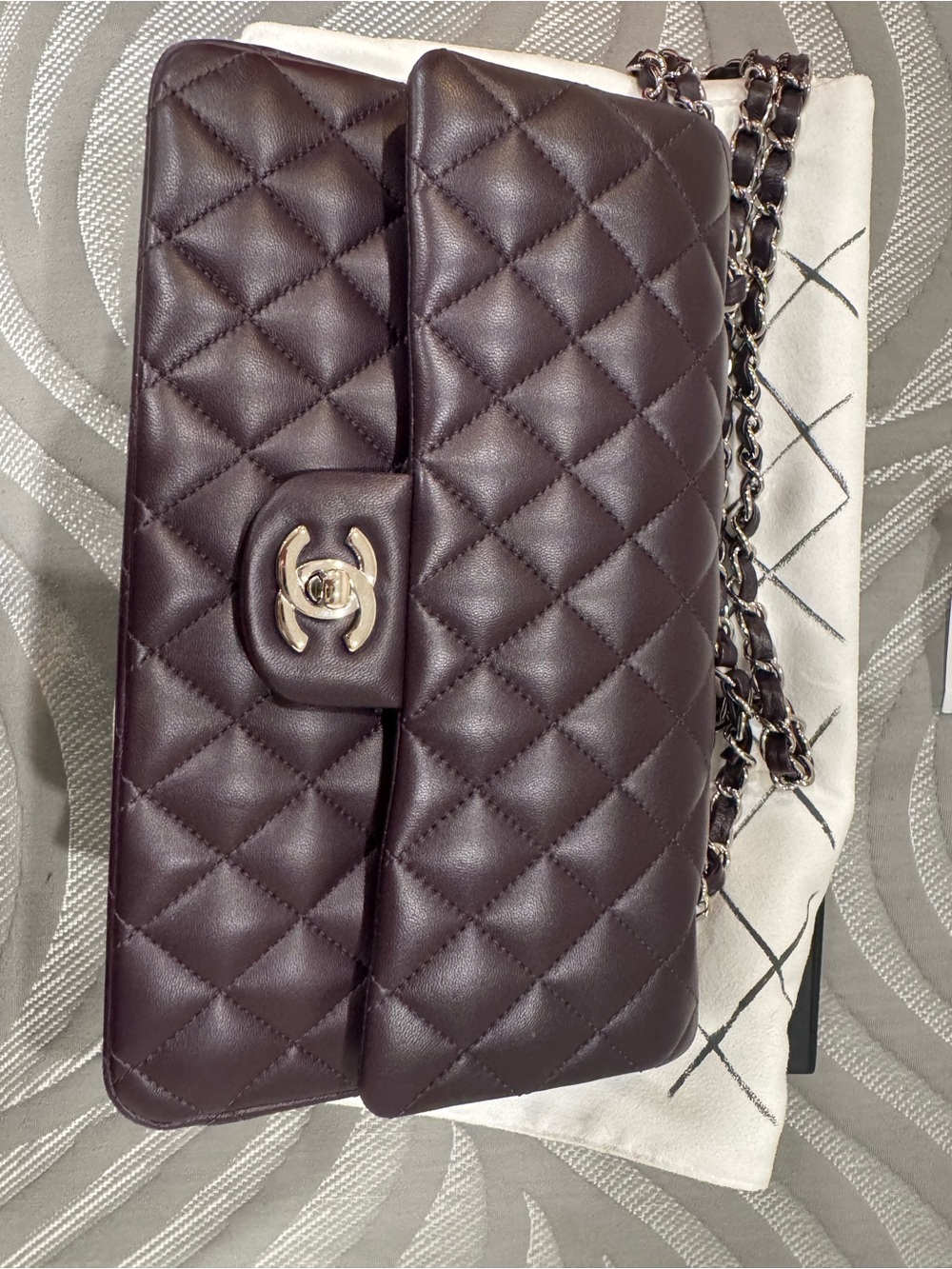 CHANEL Quilted Lambskin Double Flap Shoulder Bag